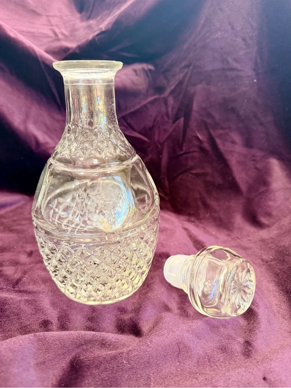 Princess House Clear Cut-Pattern Glass Decanter with Stopper